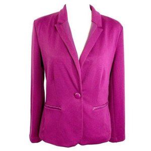 Elementz Hot Pink Faux Leather Trim Ponte Blazer